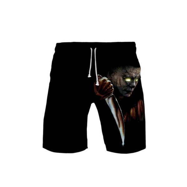 

horror movie men's hip hop shorts trunks summer new quick dry beach shorts men hip hop short pants beach wear, White;black