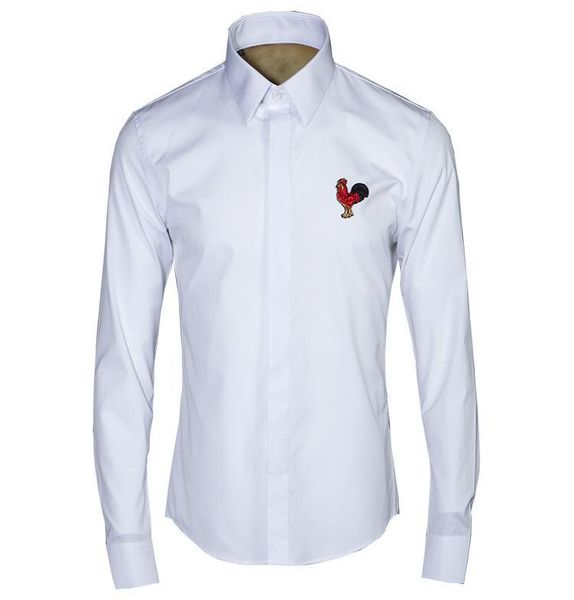 

new 2018 rooster high-grade metal embroidery original autumn cultivate morality men's shirts fashion men's shirts