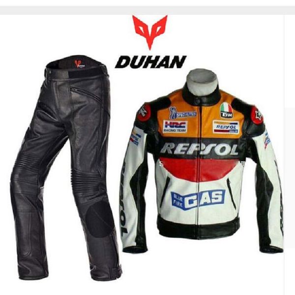 

2017 fashion duhan motorcycle racing suits jacket pants motorbike suits jackets pant trousers windbreaker clothes clothing of pu, Black;blue