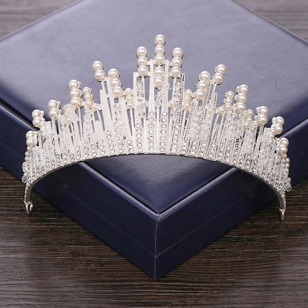 

bridal tiaras and crowns hair ornaments wedding headpiece diadem silver rhinestone pearl wedding crown bridal hair accessories, Golden;white
