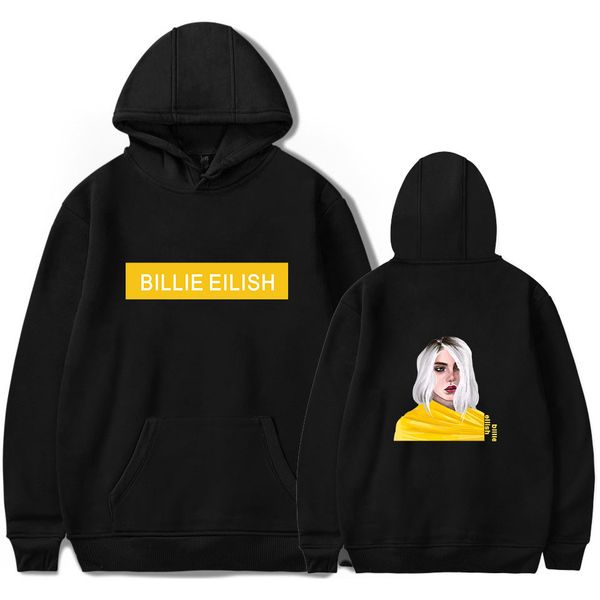 

frdun billie eilish print women and men casual spring clothes 2019 harajuku hoodies kpops hooded plus size 4xl, Black