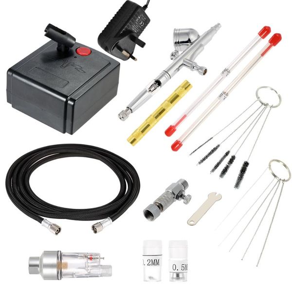 

professional spray guns gravitation feed dual action airbrush air compressor kit for art painting manicure spraying model brush tool set