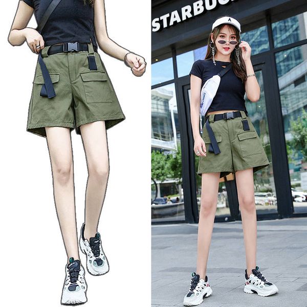 

hip hop shorts women bf large pocket cargo harajuku loose shorts women korean style ulzzang trendy street summer girl, White;black