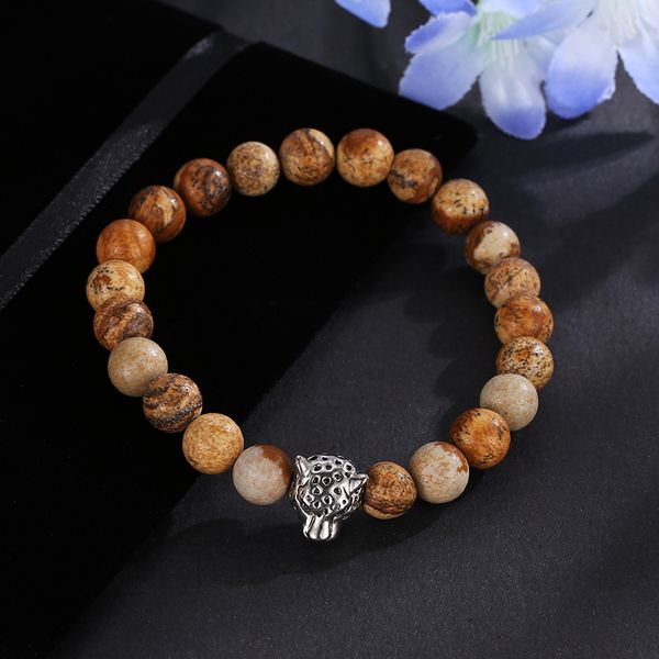 

fashion mens bracelets painting bracelet natural stone lion elephant buddha yoga designer jewelry women bracelets for friend gift, Black