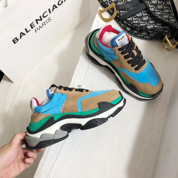 

luxury fashiondesigner couple shoes jogging casual shoes basketball sneakers triple platform air cushion vintage men's brand size 35-45, Black