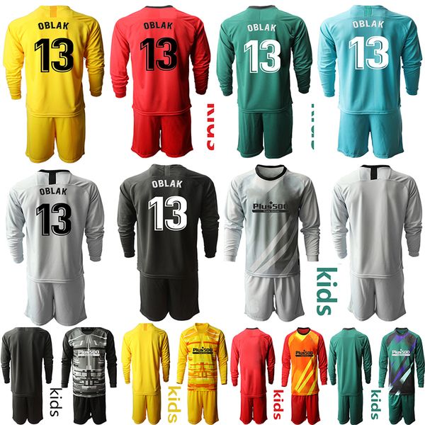 

дети с длинным рукавом футбольные майки 19 20 atlético de madrid #13 oblak футбол дети комплект устанавливает uniformhome прочь комплект уст