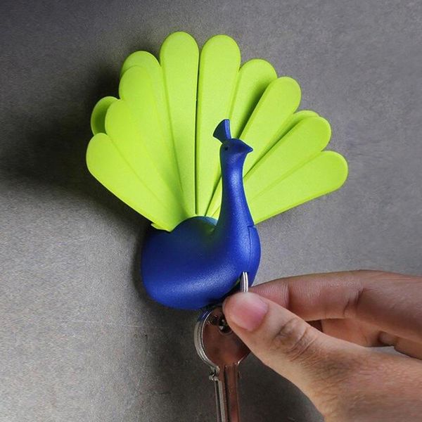 

peacock wall hook animal self adhesive clothing display racks hook coat hanger cap room decor show wall bag keys sticky holder