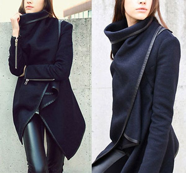 

autumn winter jacket women sleeved wool warm coat women jacket windbreaker fashion long slim outwear, Black;brown