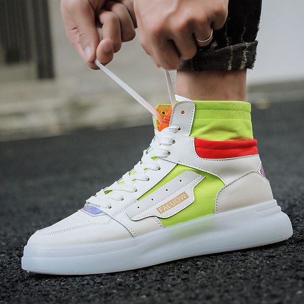

19 autumn new style men hight-thick bottomed shoes korean-style trend breathable boots sports casual versatile men's, Black