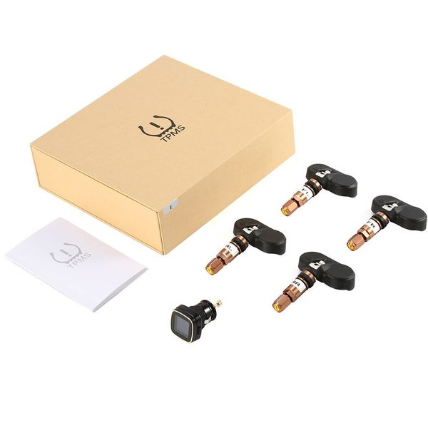 

universal tpms tyre pressure monitoring system real-time cigarette lighter with 4 external sensors lcd digital display