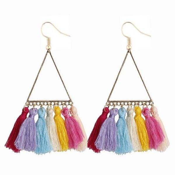 

fan shape tassel earrings bohemia drop earrings dangle hook eardrop for women girls party bohemia dress, Silver
