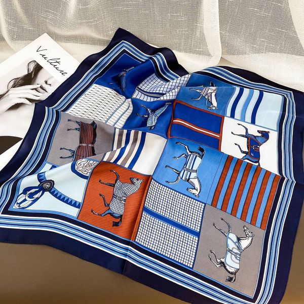 

100% silk square scarf women femme echarpe summer spring small ladies neck head scarves 50 50, Blue;gray