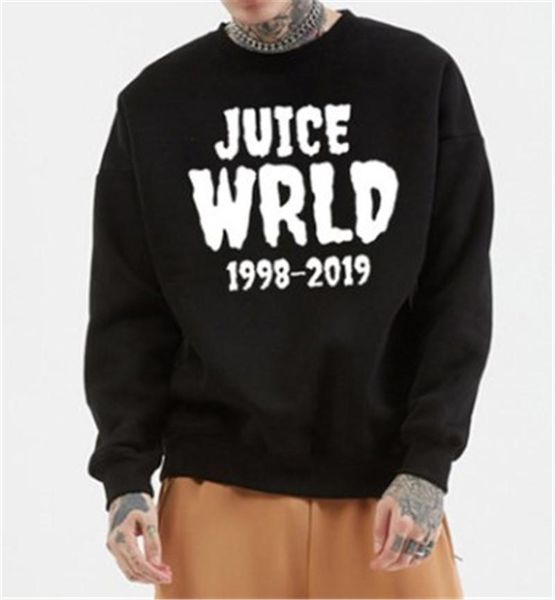 

juice wrld mens designer hoodies letter printed casual long sleeved loose o neck sweatshirts fashion mens fleece hoodies, Black