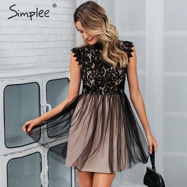 

women sleeveless lace dress embroidery floral black short party dress ladies spring chic night club summer dress, Black;gray