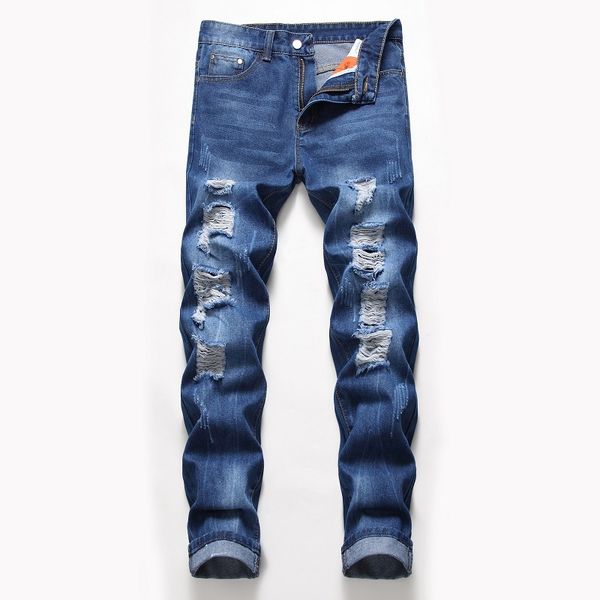 

el barco cotton ripped holes jeans men autumn hip hop blue casual denim pants soft slim fit black vintage male trousers size 42