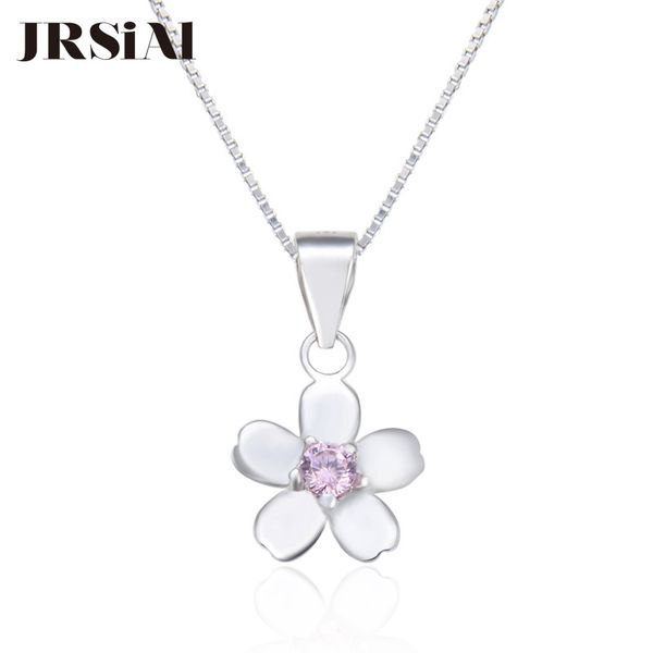 

jrsial fashion temperament first girl jewelry s925 sterling silver inlaid creative flower necklace zircon pendant