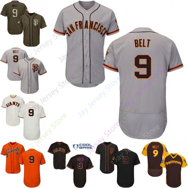 

Custom San Francisco 9 Brandon Belt Jersey Giants Jerseys Cool Base Flexbase White Black Red Grey Home Away Men Women Youth Cheap