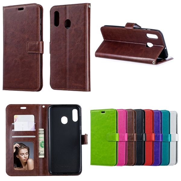 

crazy horse wallet leather case for samsung galaxy a10s a20s a30s a60 a10e a90 a20e a9s a8s a70 a40 a10 strap stand p skin cover 50pcs