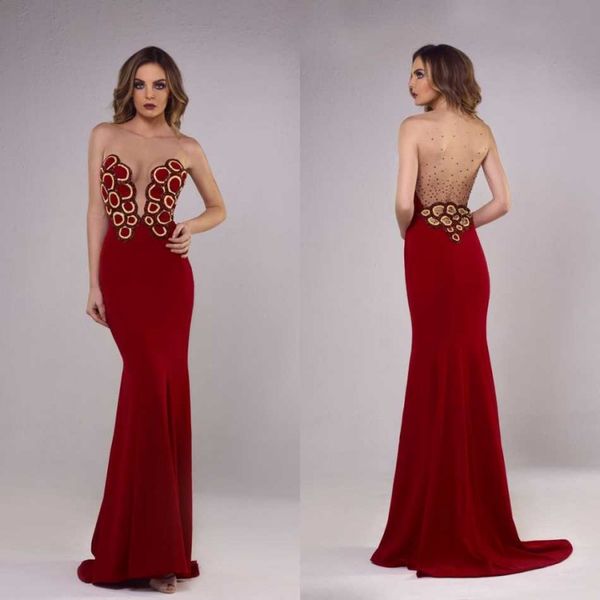 

tony chaaya 2020 prom dresses illusion lace appliques satin evening gowns custom made sweep train mermaid formal party dress, Black