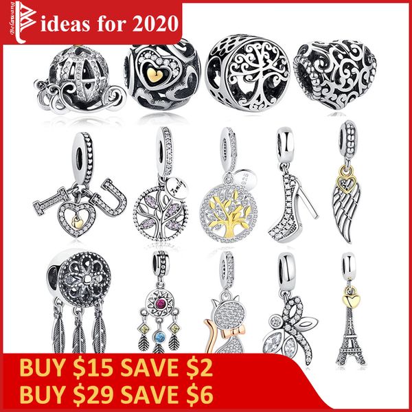 

diy silver charm fit original pandora bracelet bead 925 sterling silver love dangle charm crystal heart ,flower,tower,tree bead, Golden;silver