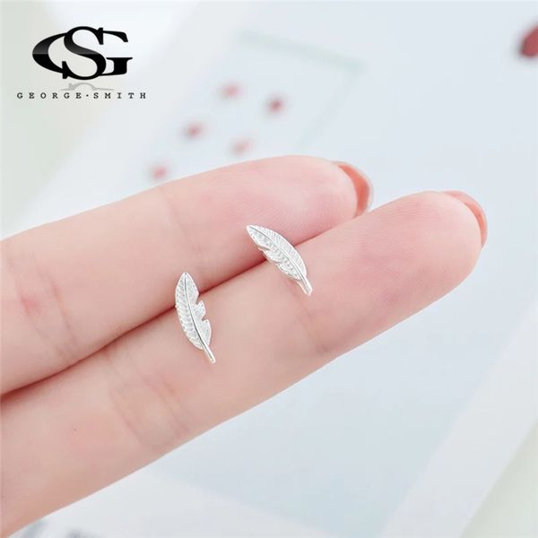 

gs 100% real 925 sterling silver women earrings feather shape earrings for women girls 2019 new brincos oorbellen jewelry r5gfdg