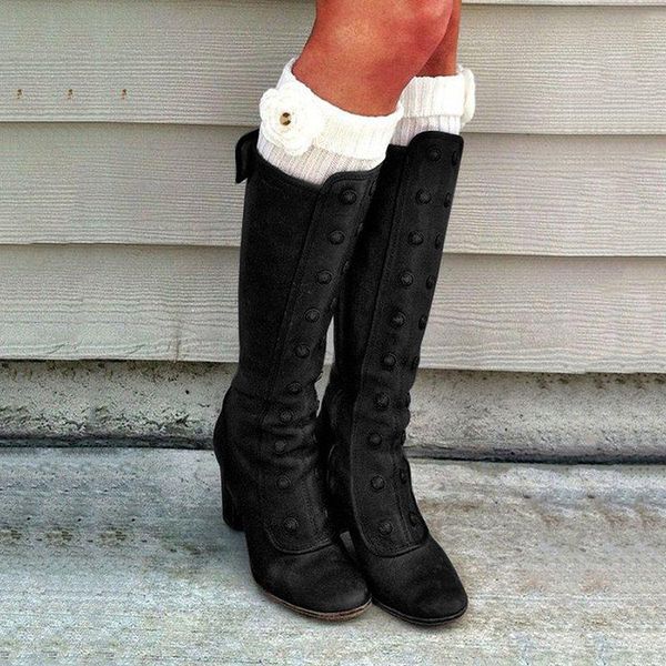 

women fashion medieval boots cosplay high martin boots fashion casual shoes knee boots, Black