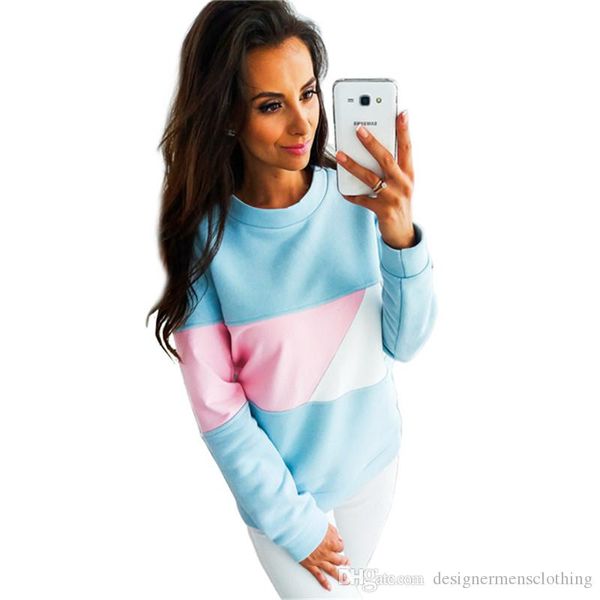 

patchwork designer womens hoodies autumn long sleeve o neck ladies hoodies fashion colorful female apparel, Black