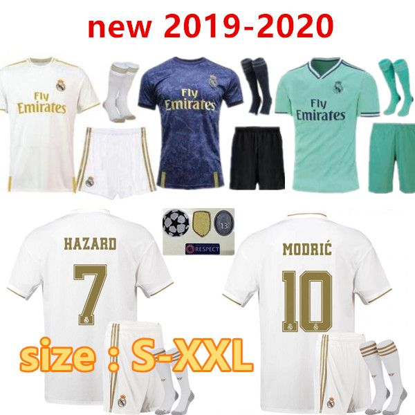 

new 19 20 real madrid hazard soccer jersey kit uniforms 2019 2020 vinicius jr asensio modric madrid ea sports football shirt kits, Black