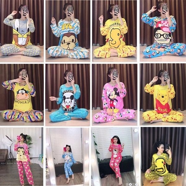 

large size women's pajamas long sleeve cute cartoonhome milk silk clothing clothes home clothes milk silk women's suit, Blue;red