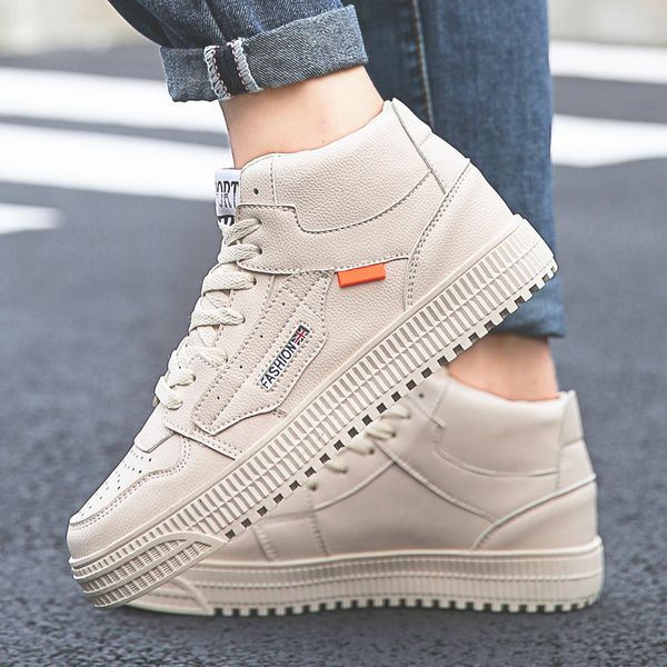 

high shoes men shoes plus velvet warm korean-style trend 2018 winter trendy versatile autumn high state of men, Black