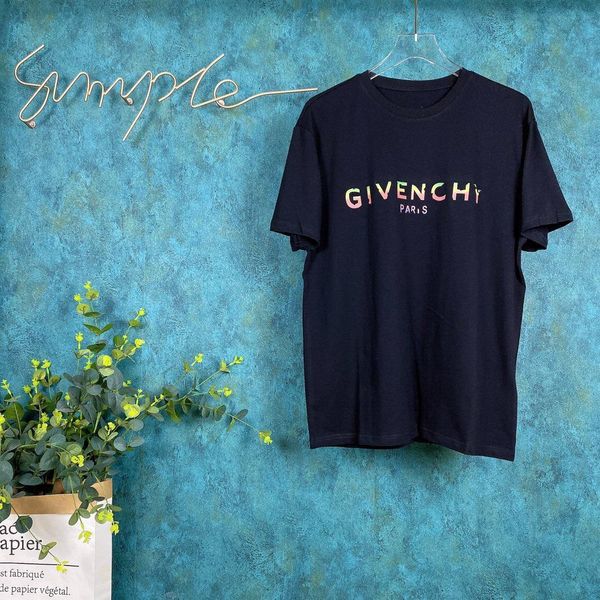 

2020ss весна и лето новый высококачественный хлопок печать с коротким рукавом круглый вырез панели футболка размер: m--xl-xxl-xxxl цвет: че, Black