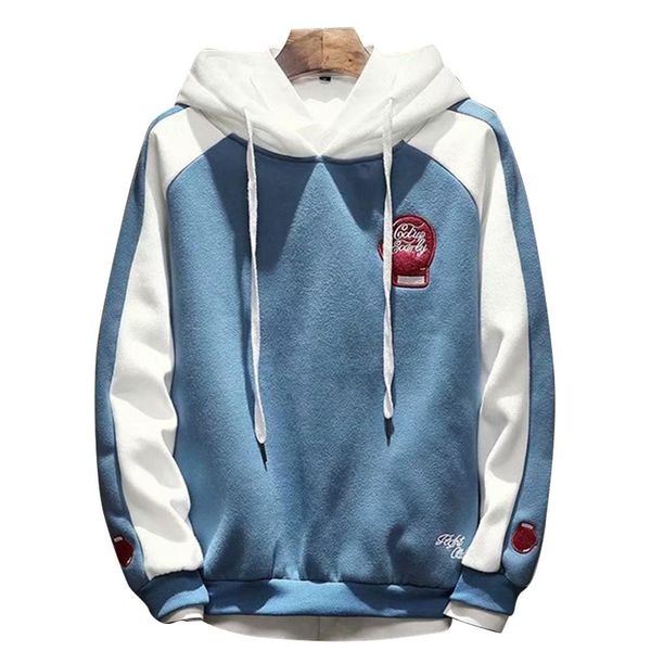 

yfashion men's sweatshirt campus casual loose fleece hoodies man clothes long-sleeved letters printed sweatshirts coat, Black