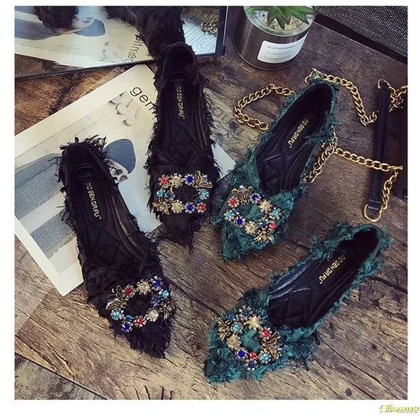 

women flats shoes bow rhinestone casual shoes female 2019 spring pointed closed toe flats slip on women size 40, Black