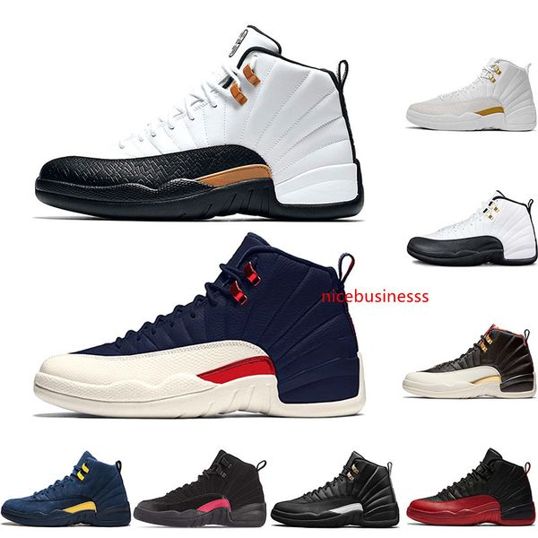 

12 12s 2019 xii mens basketball shoes winterized gym red flu game ovo white black men designer trainers sport sneakers size 41-47