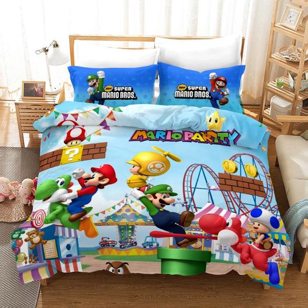 

super mario 3d bedding set duvet covers pillowcases mario children room decor comforter bedding sets bedclothes bed linen 02
