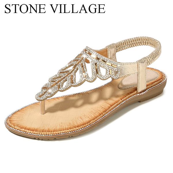 

2020 sandals women new style exquisite leaf rhinestone beaded sandals flip flops women flat bohemian ladies flat shoes, Black