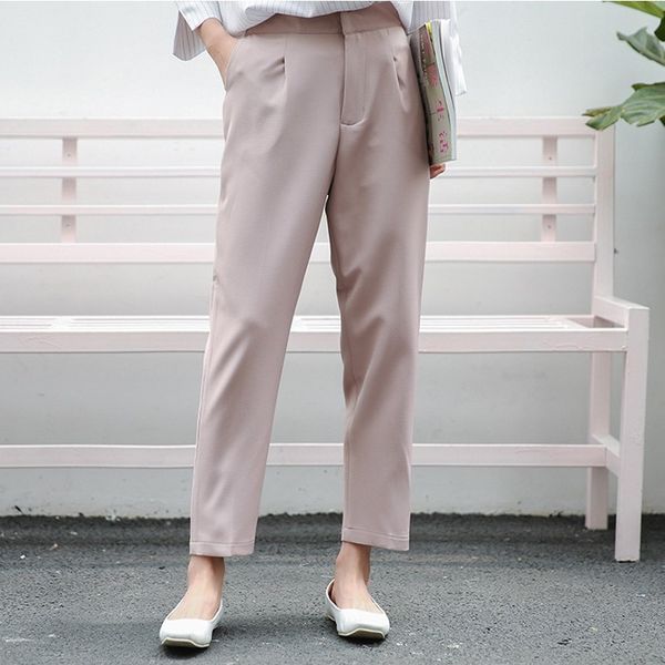 

2020 весна и лето новые брюки по щиколотку для женщин карманы эластичный пояс повседневные низы женские брюки hote saling y606, Black;white