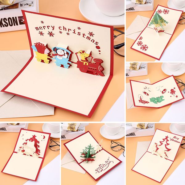 

diy 3d greeting card postcard up paper handmade merry christmas red