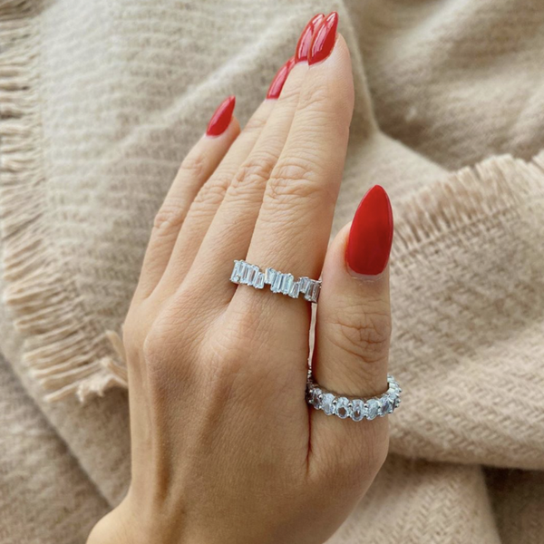 

cluster rings original 925 sterling silver cocktail wedding diamond band ring natural white sapphire gemstone for women men jewelry, Golden;silver