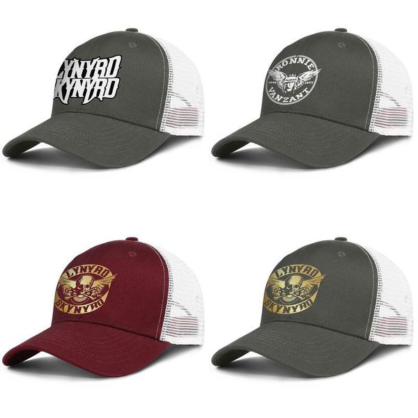 

lynyrd skynyrd rock flash gold army-green mens and womens trucker cap baseball cool custom sports mesh hats ronnie van zant 1948-1977, Blue;gray