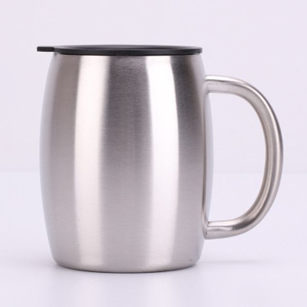 

stainless steel coffee mug 14oz double wall insulated coffee beer mugs with lid handle milk water