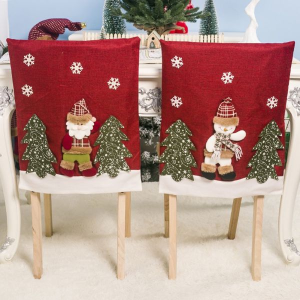 

new christmas chair cover santa claus elk christmas dining dinner table chair back table cloth decoration #y
