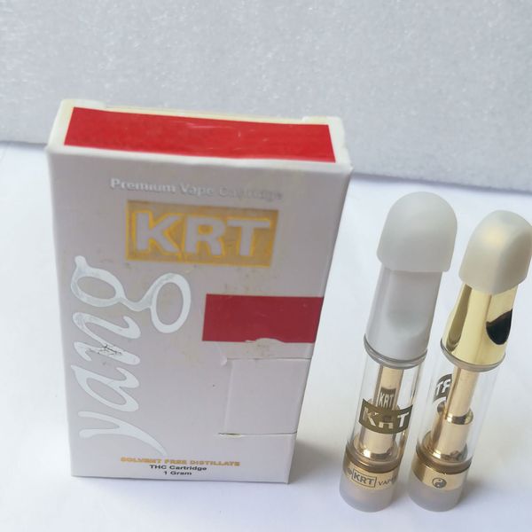 

KRT Тележки Vape Картриджи Упаковка .8ml стекло Танк Керамические Coil Пусто Vape Pen Патроны Gold Top 510 густое масло Krt Ян Атомайзер