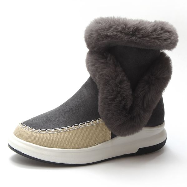 

faux fur women ankle boots winter faux suede warm boots ladies fashion round toe shoes woman 3 colors xwx6990, Black