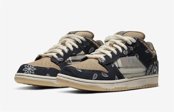 

authentic travis scotts x sb dunk low parachute beige basketball shoes men women petra brown black ct5053-001 skate outdoor sneakers
