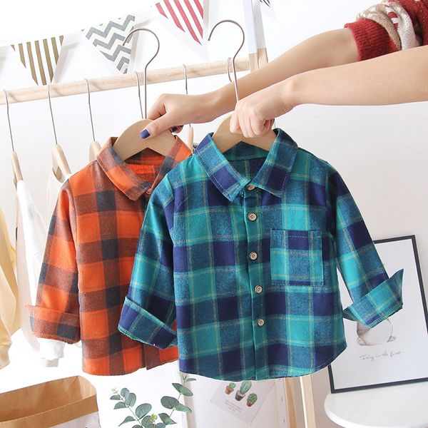 

autumn 2020 long sleeve shirt for boys and girls 1-2-3-4-5 years old baby plaid shirt, White;black