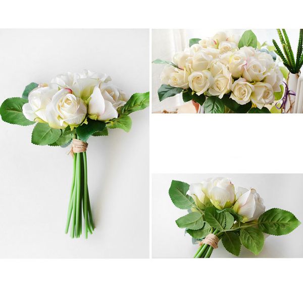 

ручной вязаные 9 heads искусственные розы моделирование букет цветочный декор