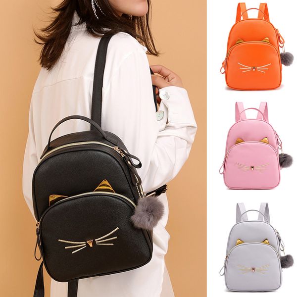 

backpacks women school backpack for teenage girls fashion women students hairball solid color school bag backpack shoulder bag