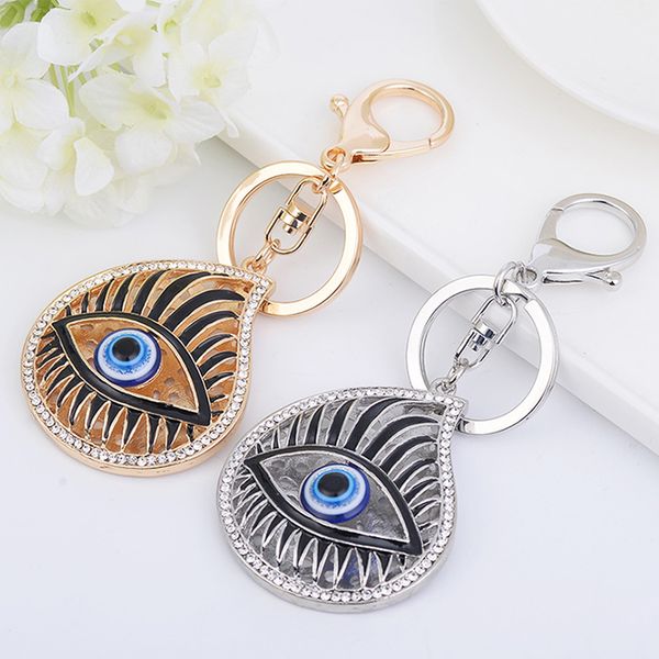 

new evil eye keychains keyring fashion rhinestone animal metal key chain ring for women gift charms pendant jewelry ch957, Silver