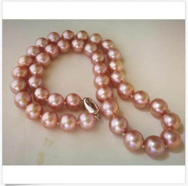 

gorgeous 11-12 mm fine natural purple south sea pearl necklace 18 inch 925 silve, Silver